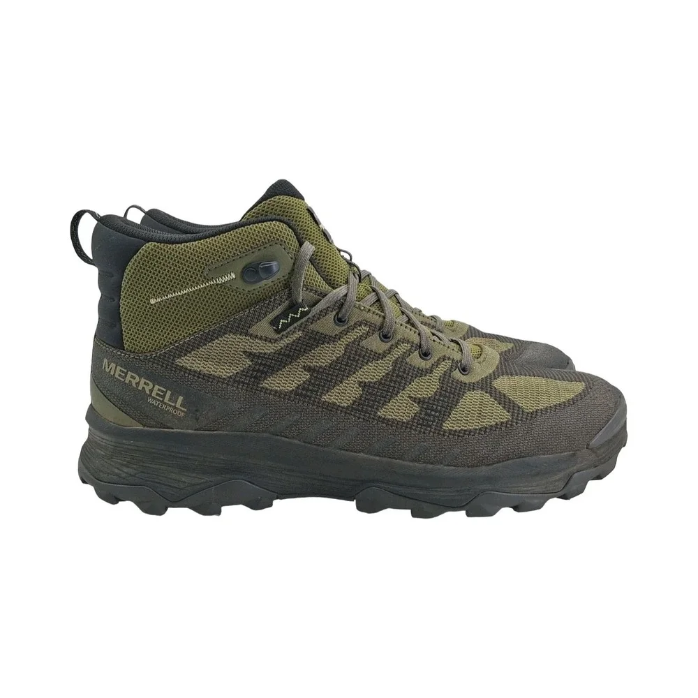 Merrell Speed Eco Hiking Boots Mens Size 12 Green Waterproof Trail Ankle Combat